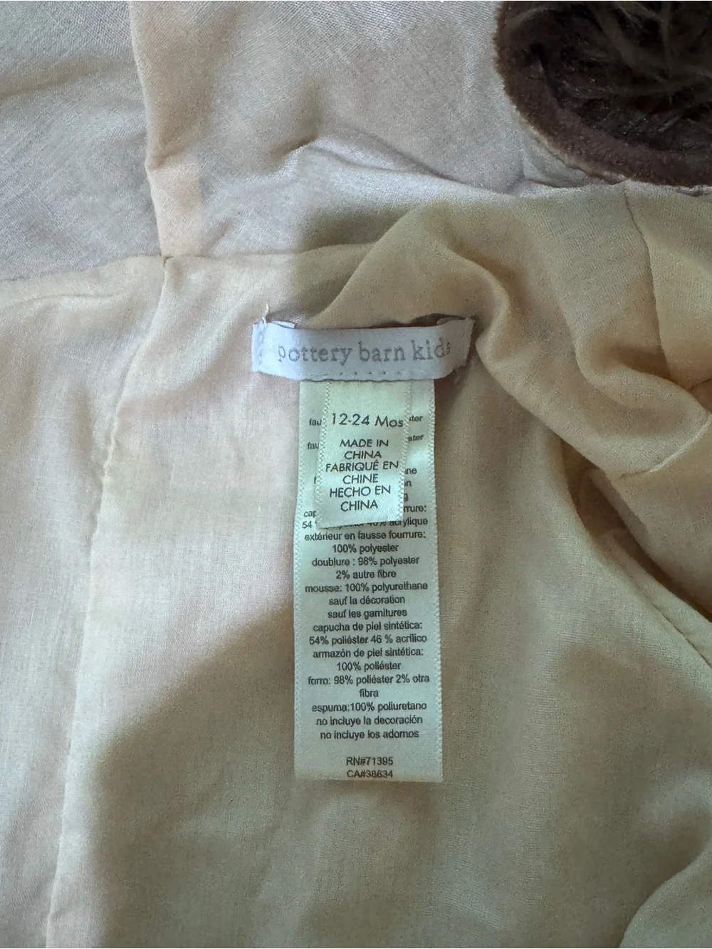Pottery Barn Lion Halloween Costume (12-24 mo)